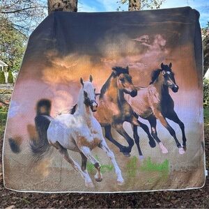 Dahdoul Horse Queen Size Blanket Equestrian Quilt Bed Throw Countrycore Western